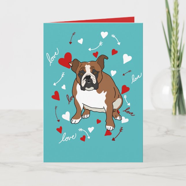 Cartes Pour Fêtes Annuelles Jour des Valentines de Bulldog (Devant)
