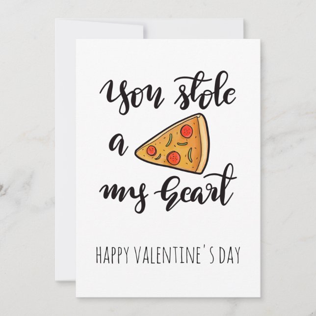 Cartes Pour Fêtes Annuelles Jour des Valentines de Pizza Mignonne (Devant)
