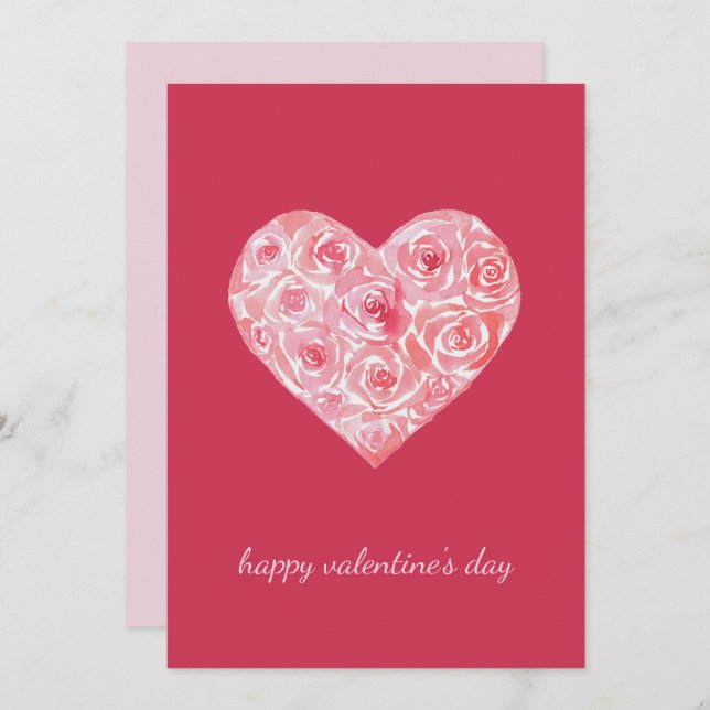 Cartes Pour Fêtes Annuelles Jour des Valentines du Coeur Rose sur mesure uniqu (Devant / Derrière)