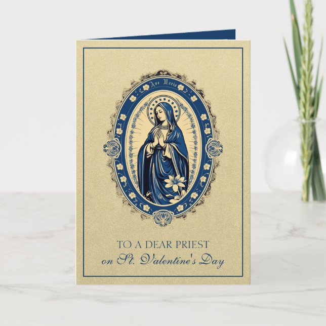 Cartes Pour Fêtes Annuelles Jour des Valentines du prêtre catholique Vierge Ma (Devant)