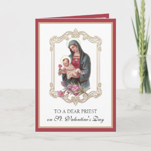 Cartes Pour Fêtes Annuelles Jour des Valentines du prêtre catholique Vierge Ma