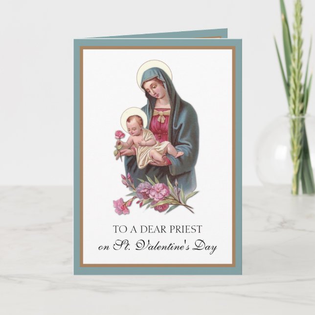 Cartes Pour Fêtes Annuelles Jour des Valentines du prêtre catholique Vierge Ma (Devant)