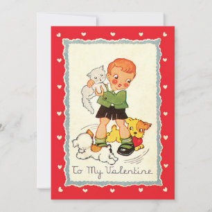 Cartes Pour Fêtes Annuelles Jour des Valentines du Victoria vintage Garçon, ch