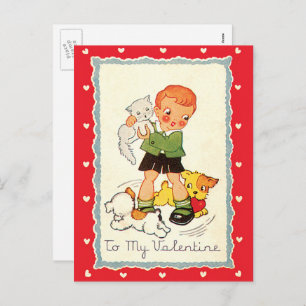 Cartes Pour Fêtes Annuelles Jour des Valentines du Victoria vintage Garçon, ch