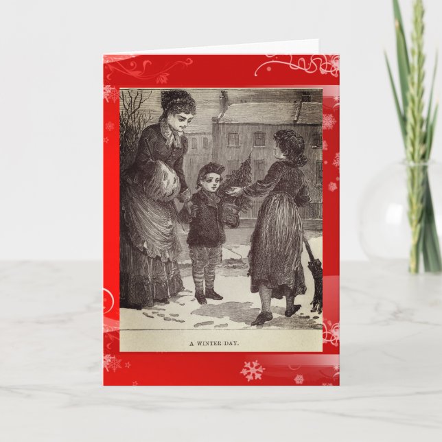 Cartes Pour Fêtes Annuelles Jour d'hiver Vintage Victorien Vieux Noël Anglais (Devant)