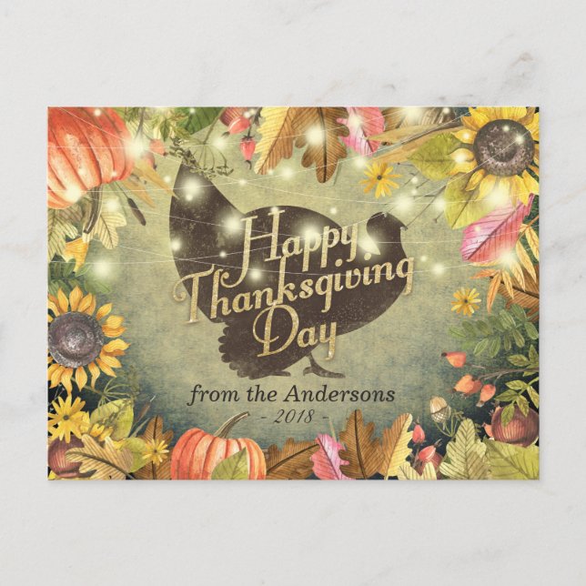 Cartes Pour Fêtes Annuelles Jour du bon thanksgiving Turquie Citrouilles autom (Devant)