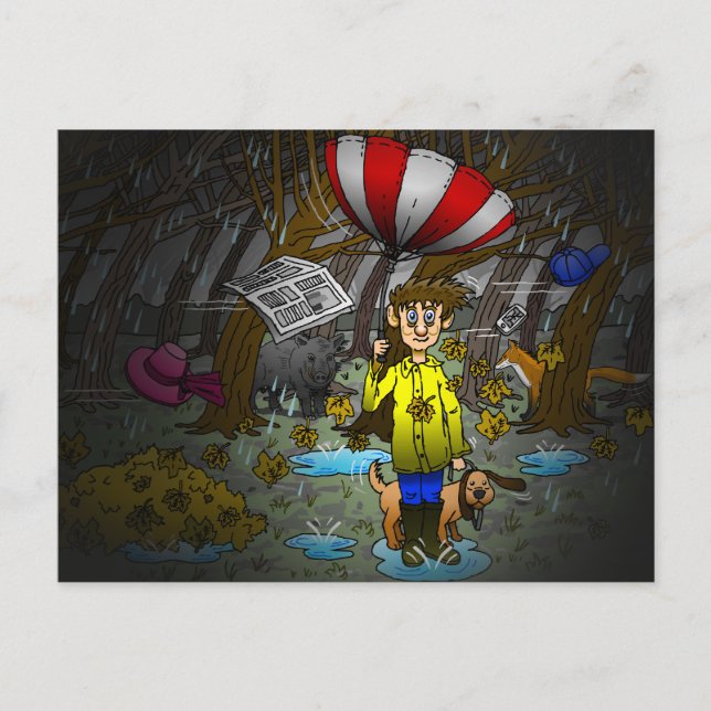 Cartes Pour Fêtes Annuelles Jour pluvieux et venteux (Devant)