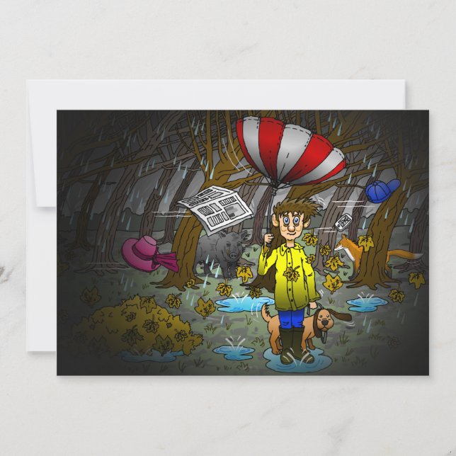 Cartes Pour Fêtes Annuelles Jour pluvieux et venteux (Devant)