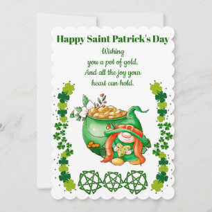 Cartes Pour Fêtes Annuelles Jour Saint Patricks vintage Clover Gnome Pot Gold