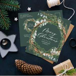 Cartes Pour Fêtes Annuelles Jour vert vert vert de feuillage d'aquarelle minim