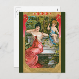 Cartes Pour Fêtes Annuelles Jour vintage des Valentines, dame victorienne avec