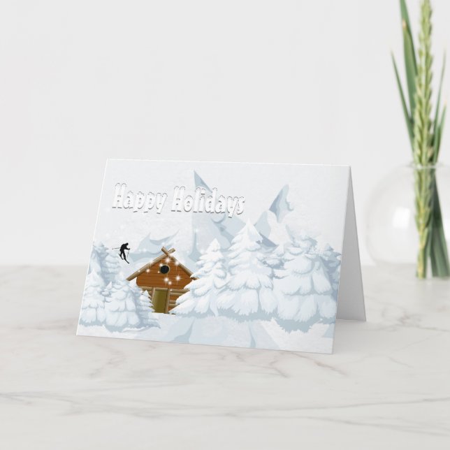 Cartes Pour Fêtes Annuelles Journal des neiges d'hiver cabine vacances de ski (Devant)