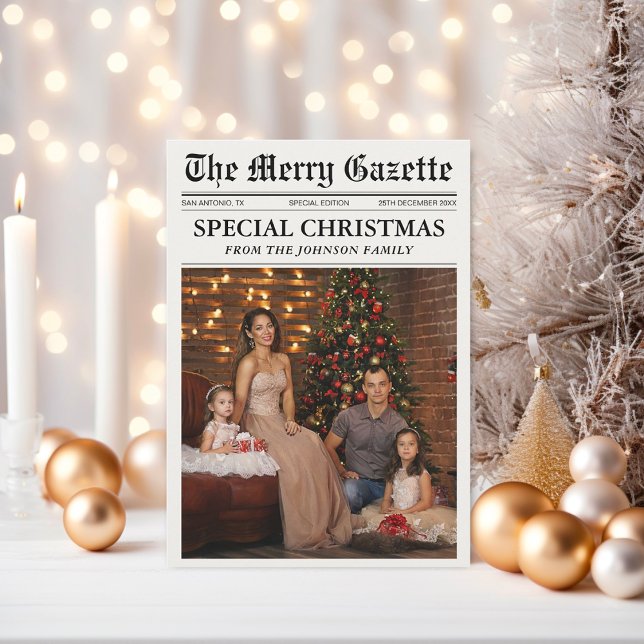 Cartes Pour Fêtes Annuelles Journal Noël Newsletter Photo Collage (Créateur téléchargé)