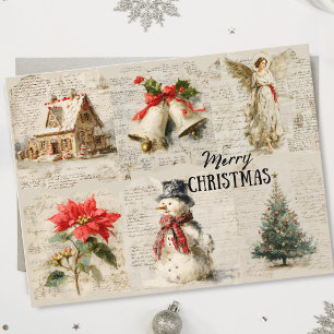 Cartes Pour Fêtes Annuelles Journal vintage de Noël nostalgique