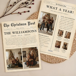 Cartes Pour Fêtes Annuelles Journal Vintage Quelle Année Noël Famille
