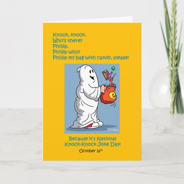 Cartes Pour Fêtes Annuelles Journée de blague Toc Toc 31 octobre Halloween (Devant)