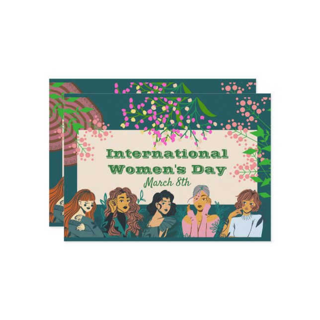 Cartes Pour Fêtes Annuelles Journée internationale de la femme 8 mars Invitati (Devant/Arrière en situation)