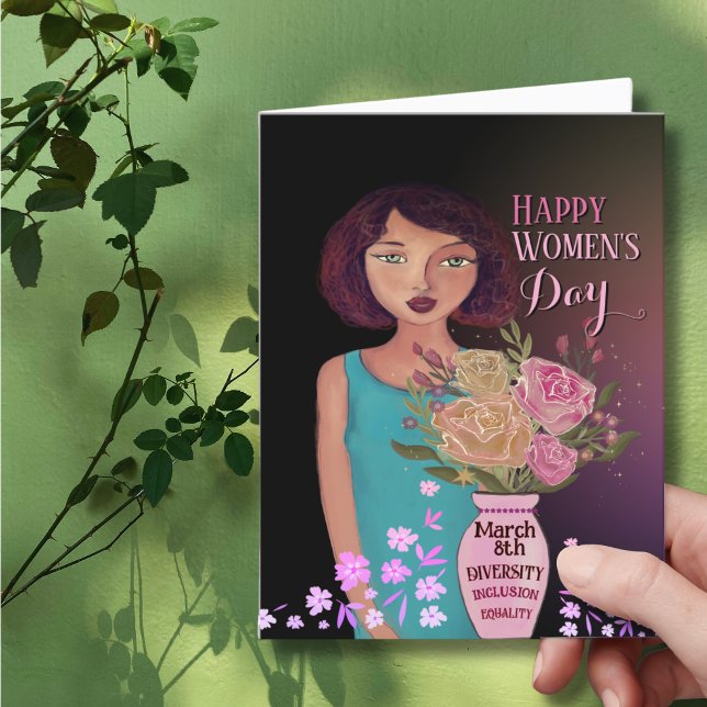 Cartes Pour Fêtes Annuelles Journée internationale des femmes | Femmes au vase (Happy Women's Day _ Women with Vase Holiday Card)