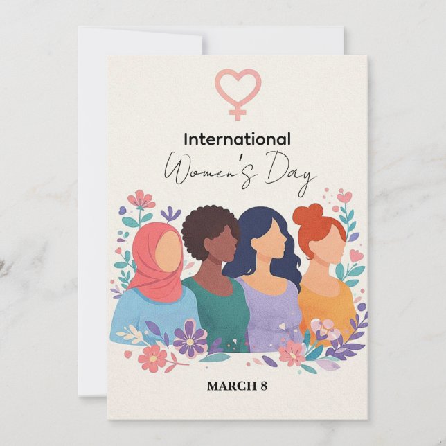 Cartes Pour Fêtes Annuelles Journée internationale des femmes Moderne Élégant  (Devant)