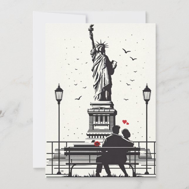 Cartes Pour Fêtes Annuelles Journée romantique à New York :  L'amour en libert (Devant)