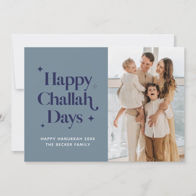 Cartes Pour Fêtes Annuelles Jours de Challah Bleus Heureux Photo de Famille Ha (Devant)