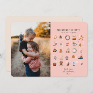 Cartes Pour Fêtes Annuelles Jours de comptage chic à Noël Saumon photo rose