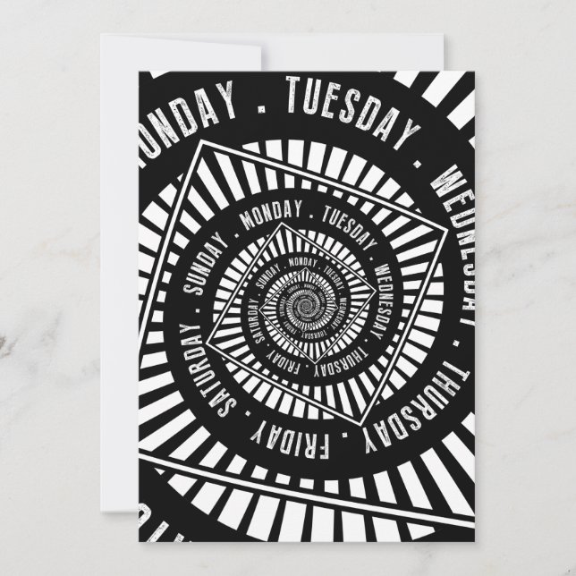 Cartes Pour Fêtes Annuelles Jours de la semaine (Devant)