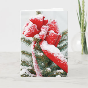 Cartes Pour Fêtes Annuelles Jours de Noël Neige Rouge Bois Épinette Haut