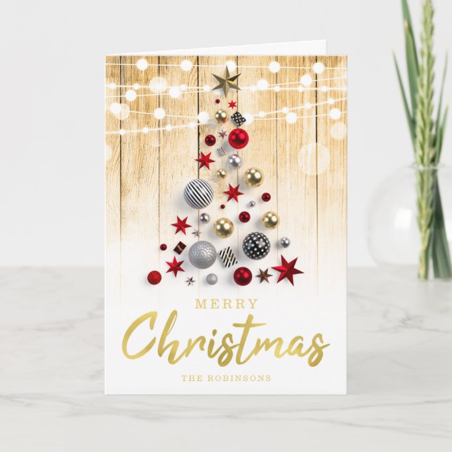 Cartes Pour Fêtes Annuelles Jours de Noël Rustique Script Gold (Devant)