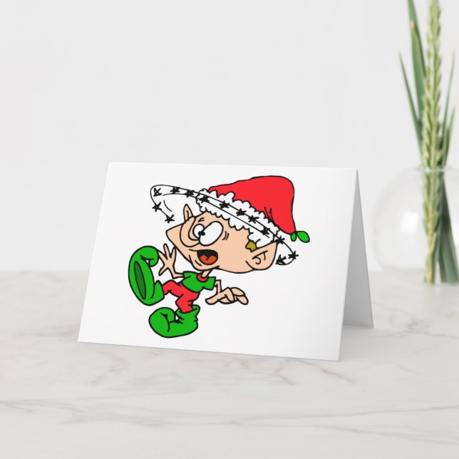 Cartes Pour Fêtes Annuelles Jours fériés Elf Xmas écrasés Noël (Devant)