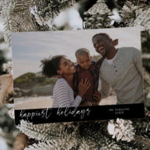 Cartes Pour Fêtes Annuelles Jours fériés les plus heureux Script Black Christm