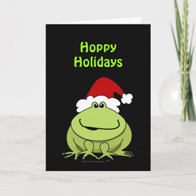 Cartes Pour Fêtes Annuelles Jours fériés pleins amusant Grenouille Noël Whimsi (Devant)