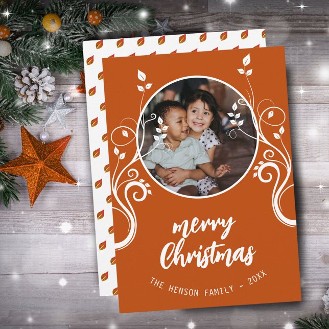 Cartes Pour Fêtes Annuelles Jovely Family Photo White Foliing Joyeux Noël (Créateur téléchargé)