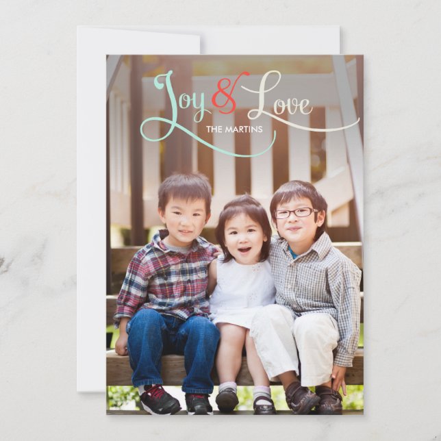 Cartes Pour Fêtes Annuelles Joy and Love Holiday Photo Cards (Devant)