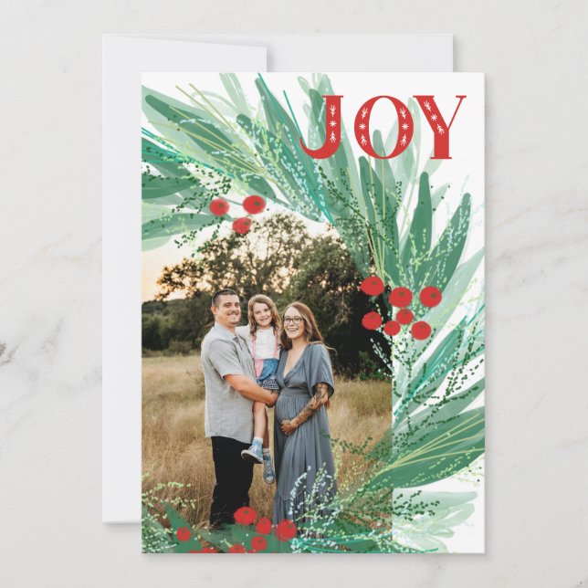 Cartes Pour Fêtes Annuelles Joy Berry Wreath Christmas Holiday Card (Devant)