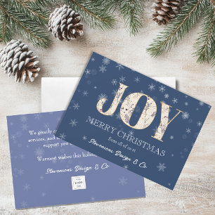 Cartes Pour Fêtes Annuelles Joy Blue Business Holiday Card avec logo