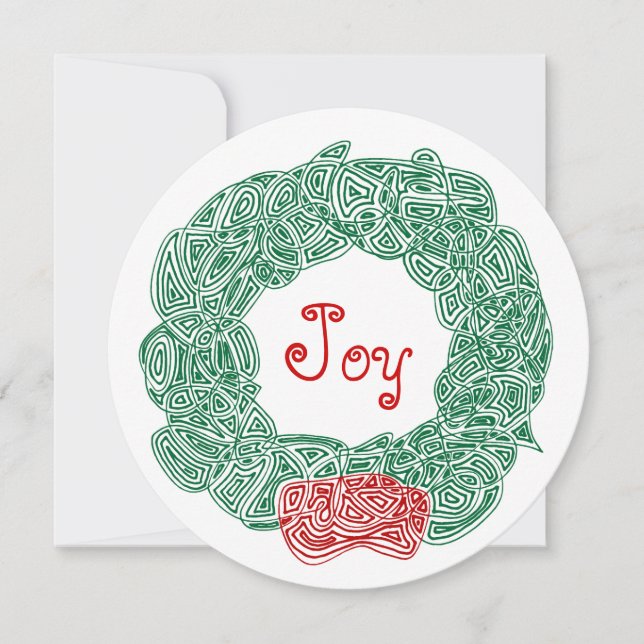 Cartes Pour Fêtes Annuelles Joy Christmas Wreath (Devant)