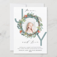 JOY Christmas Wreath Blue Baby Photo