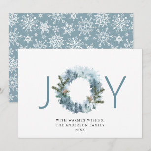Cartes Pour Fêtes Annuelles JOY Couronne festive de houx à baies Noël