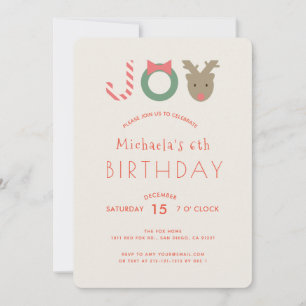 Cartes Pour Fêtes Annuelles JOY Cute Reindeer Beige Anniversaire Fête Invitati