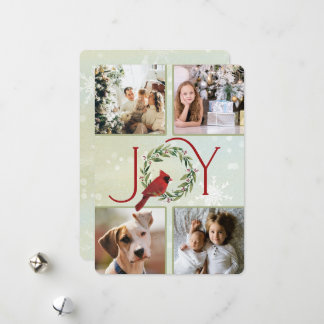 Cartes Pour Fêtes Annuelles JOY de Noël personnalisé avec 4 photos Cardinal da