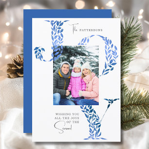 Cartes Pour Fêtes Annuelles Joy Elegant Noël Typographie florale Photo