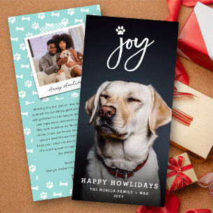 Cartes Pour Fêtes Annuelles Joy Empreinte de patte Brush Script Amoureux des c