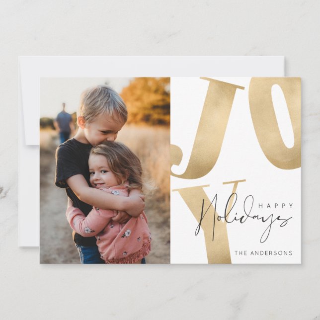 Cartes Pour Fêtes Annuelles Joy Family Photo Joyeuses Fêtes Noël (Devant)