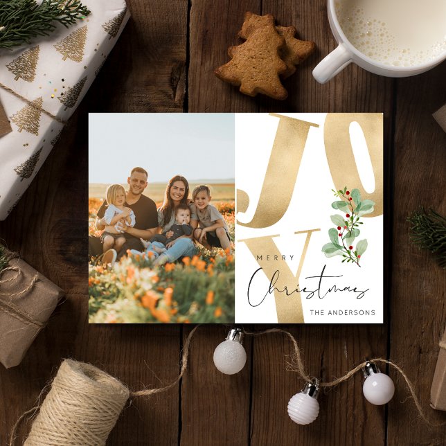 Cartes Pour Fêtes Annuelles Joy Family Photo Joyeux Noël (Joy Family Photo Merry Christmas Holiday Card)