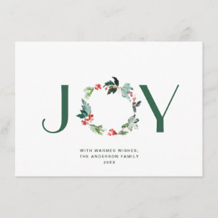 Cartes Pour Fêtes Annuelles JOY Festive Holly Berry Wreath voeux de Noël 