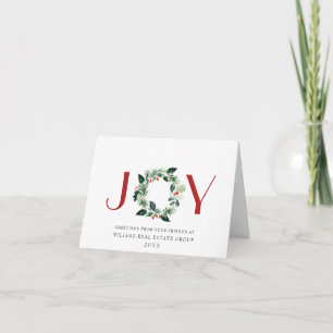 Cartes Pour Fêtes Annuelles JOY Festive Holly Berry Wreath voeux de Noël
