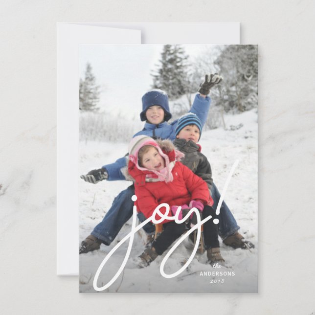 Cartes Pour Fêtes Annuelles Joy Festive Noël manuscrit Script Photo (Devant)