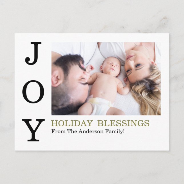 Cartes Pour Fêtes Annuelles JOY Holiday Blessures Photo Family Holiday Card (Devant)