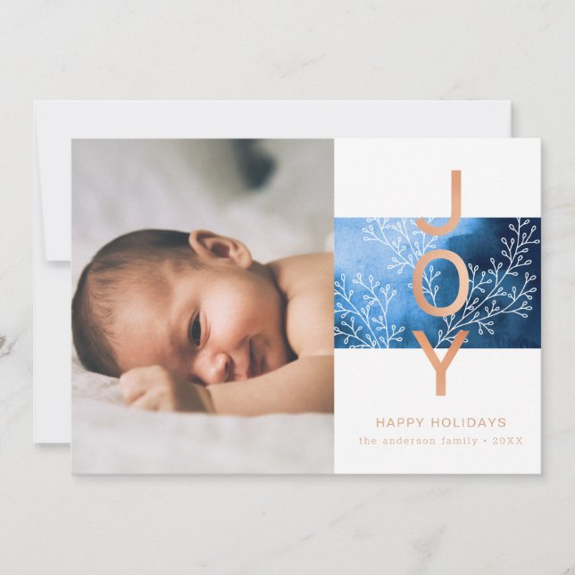 Cartes Pour Fêtes Annuelles Joy (homonymie) | Elegant Modern Christma Photo Ho (Devant)